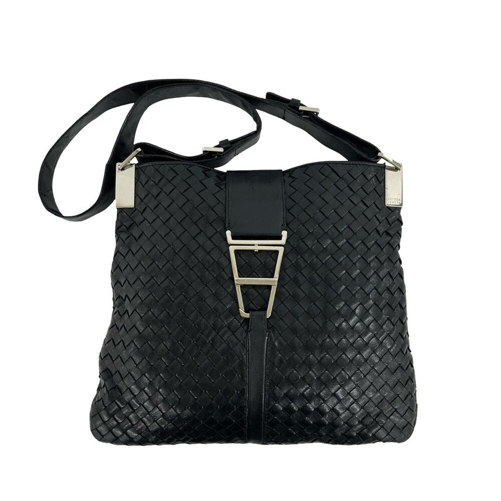 BOTTEGA VENETA Intrecciato Leather Shoulder Bag/Pouch/Sacoche, Black, 72491